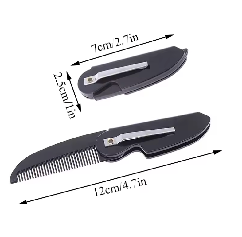 Premium Pocket-Sized Folding Beard Comb for Men – Portable Mini Mustache & Beard Styling Tool | Durable Detangling Grooming Accessory for Travel & Daily Use