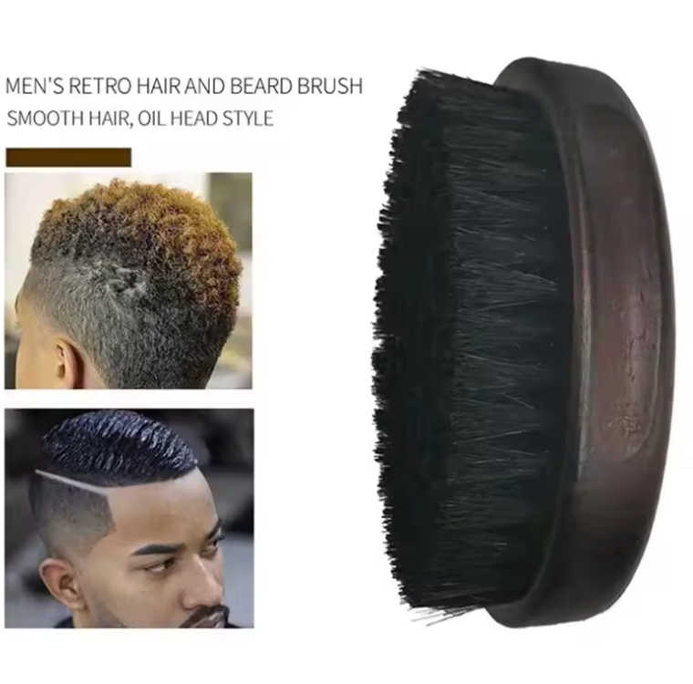Premium Boar Bristle Hair & Beard Brush for Men – Multi-Purpose Grooming Tool for Beard Styling, Shaving Prep, Wave Formation & Facial Massage | Daily Detangling & Cleaning Brush for Healthy Grooming