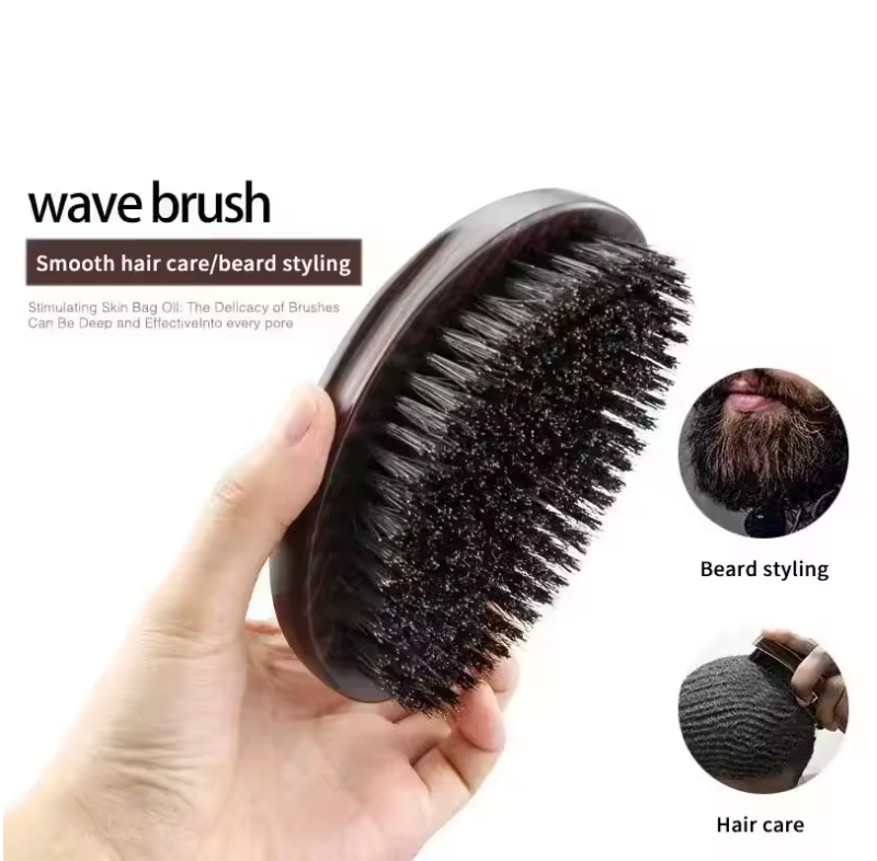 Premium Boar Bristle Hair & Beard Brush for Men – Multi-Purpose Grooming Tool for Beard Styling, Shaving Prep, Wave Formation & Facial Massage | Daily Detangling & Cleaning Brush for Healthy Grooming