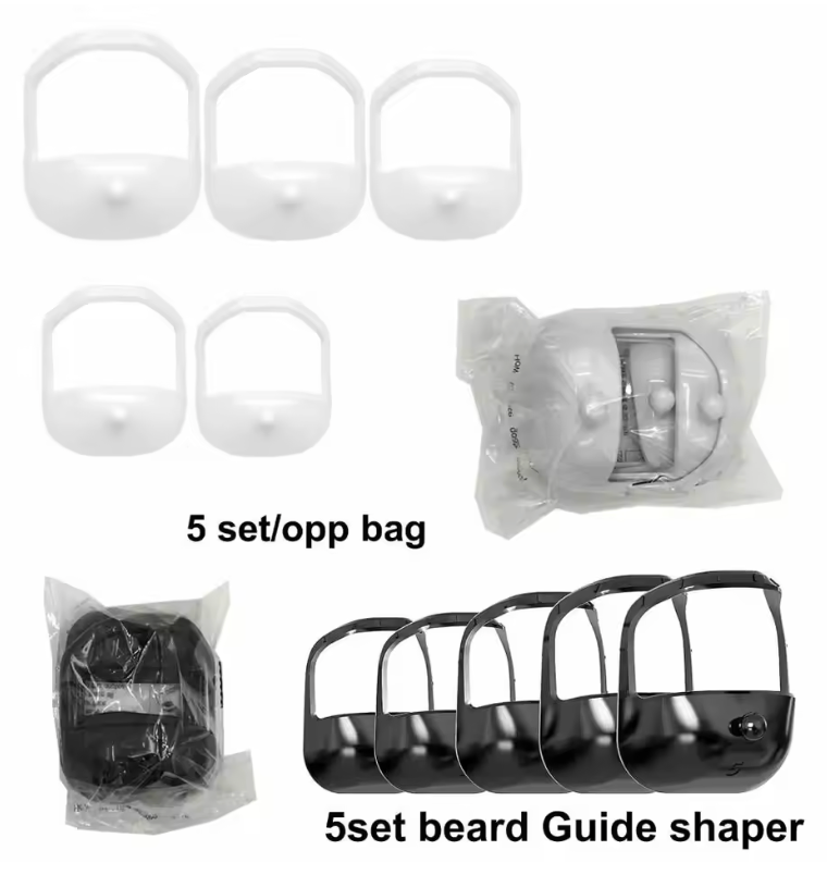 5-Piece Beard Styling Template Set for Men – Adjustable French Beard & Goatee Shaping Tool Kit | Symmetrical Beard Shaper Stencil in 5 Sizes for Precise Grooming & Styling (Black)