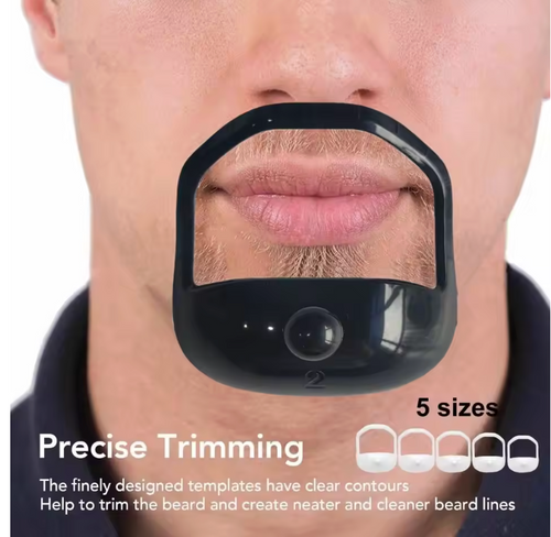 5-Piece Beard Styling Template Set for Men – Adjustable French Beard & Goatee Shaping Tool Kit | Symmetrical Beard Shaper Stencil in 5 Sizes for Precise Grooming & Styling (Black)