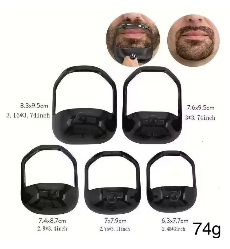 5-Piece Beard Styling Template Set for Men – Adjustable French Beard & Goatee Shaping Tool Kit | Symmetrical Beard Shaper Stencil in 5 Sizes for Precise Grooming & Styling (Black)