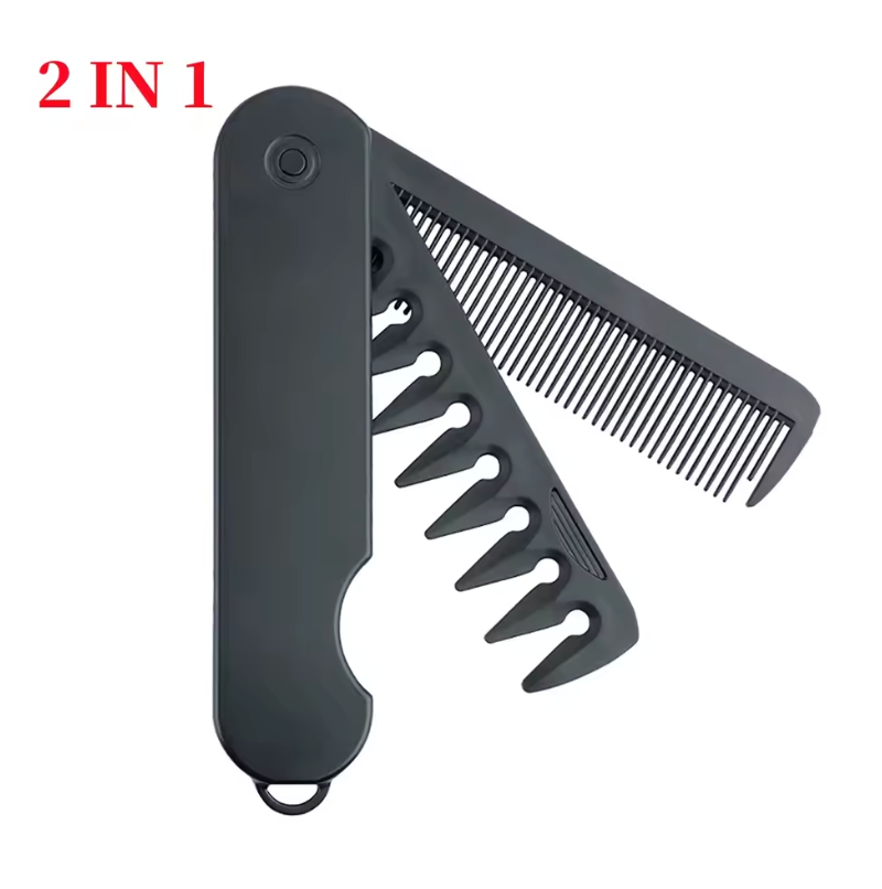 Multifunctional Portable Folding Pocket Comb | Travel-Friendly Barber Comb for Detangling, Oil Head Grooming & Daily Hair CareMultifunctional Portable Folding Pocket Comb – Wide-Tooth Beard & Hair Styling Comb (2in1)