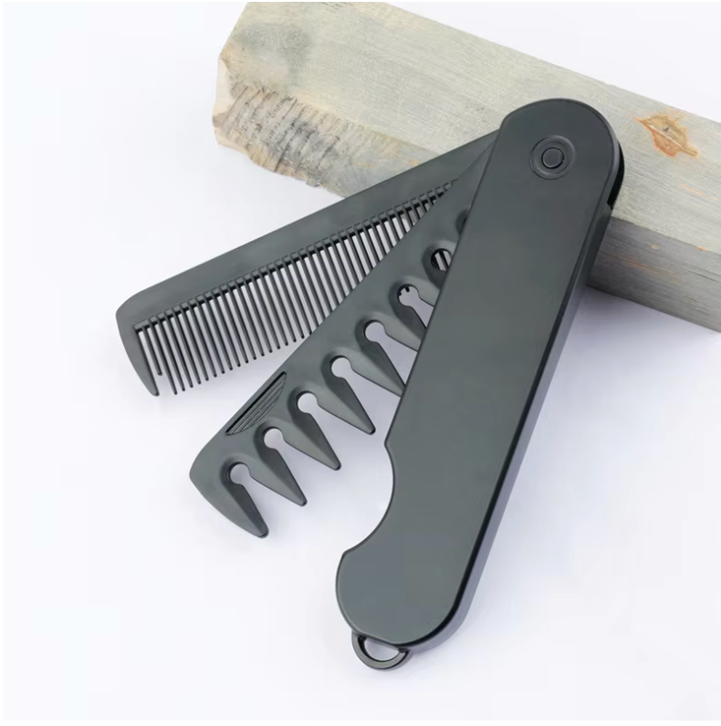 Multifunctional Portable Folding Pocket Comb | Travel-Friendly Barber Comb for Detangling, Oil Head Grooming & Daily Hair CareMultifunctional Portable Folding Pocket Comb – Wide-Tooth Beard & Hair Styling Comb (2in1)