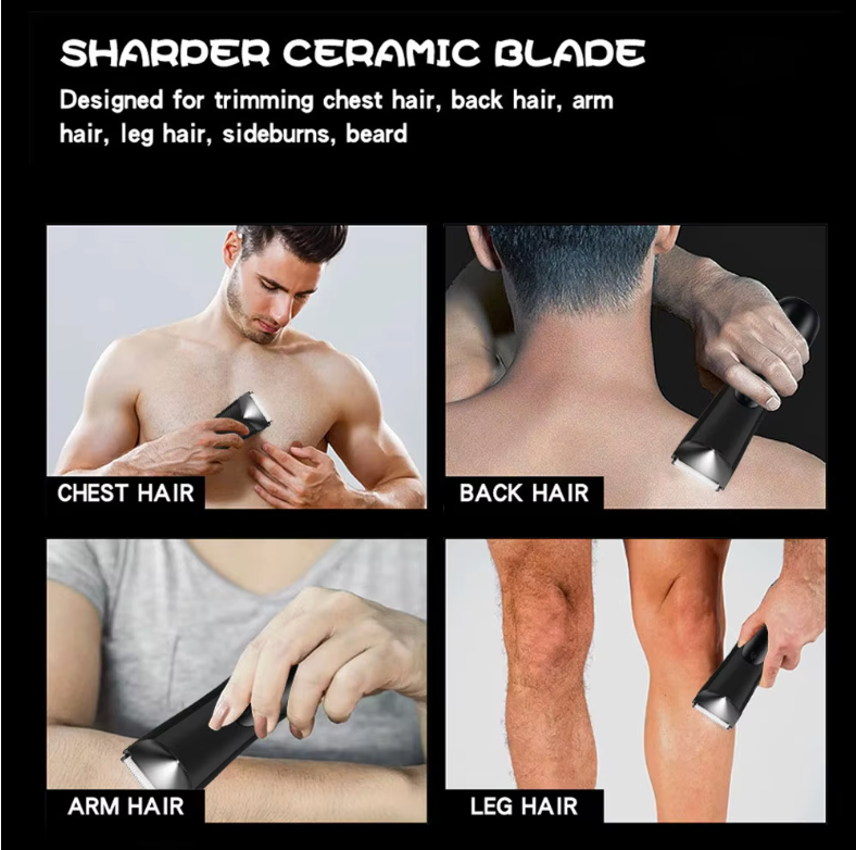 Men’s Body Hair Trimmer & Grooming Razor – Multi-Purpose Hair Removal Tool for Beard, Chest, Underarms, Arms, Legs & Body Grooming | Portable Precision Trimmer for Men (Black)