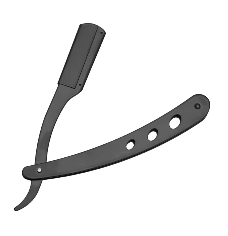 Professional Stainless Steel Straight Edge Razor for Men – Manual Barber Shaver & Precision Beard Trimming Tool | Classic Safety Razor for Smooth, Clean Shaves (Black)