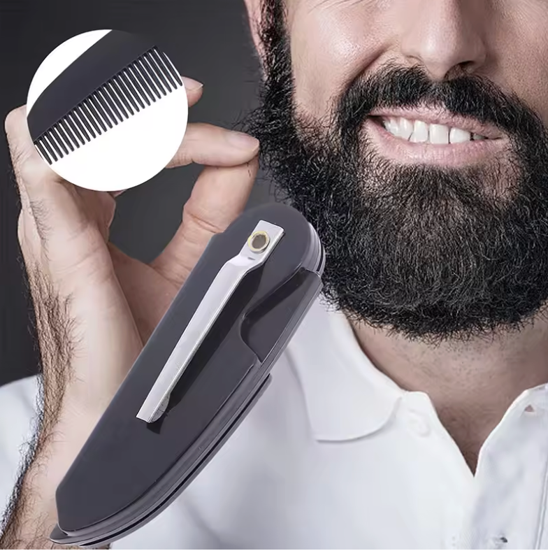 Premium Pocket-Sized Folding Beard Comb for Men – Portable Mini Mustache & Beard Styling Tool | Durable Detangling Grooming Accessory for Travel & Daily Use